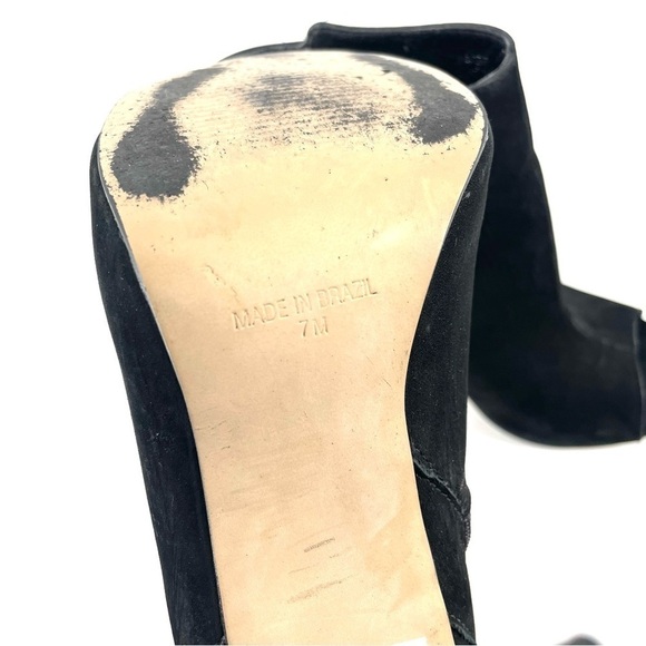 Steve Madden Amberr Black Suede Open Toe Booties - Picture 7 of 8